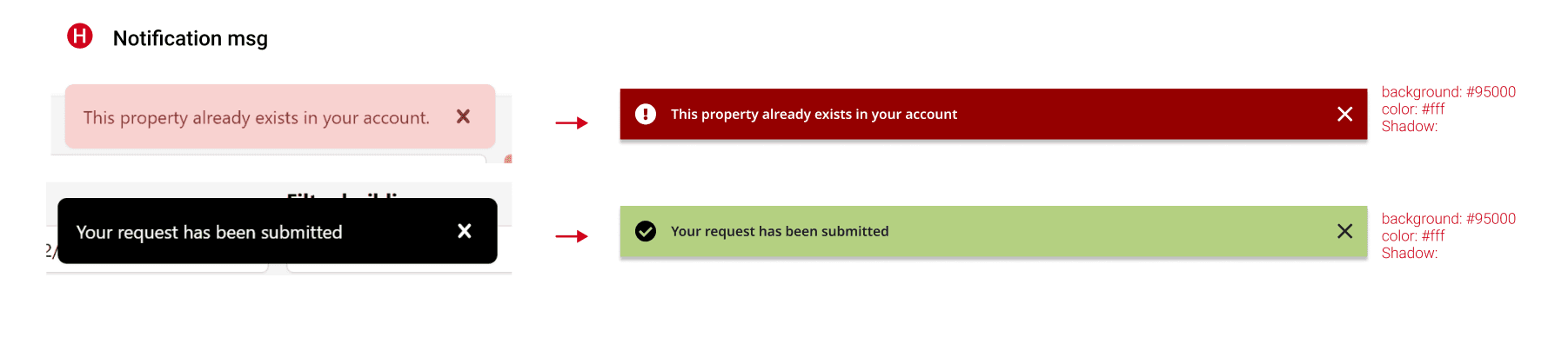 Error/success notification component