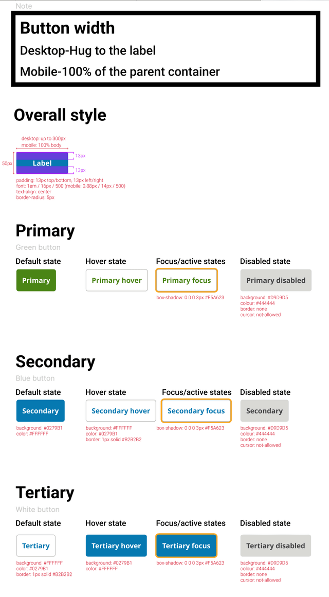 Buttons — mobile states