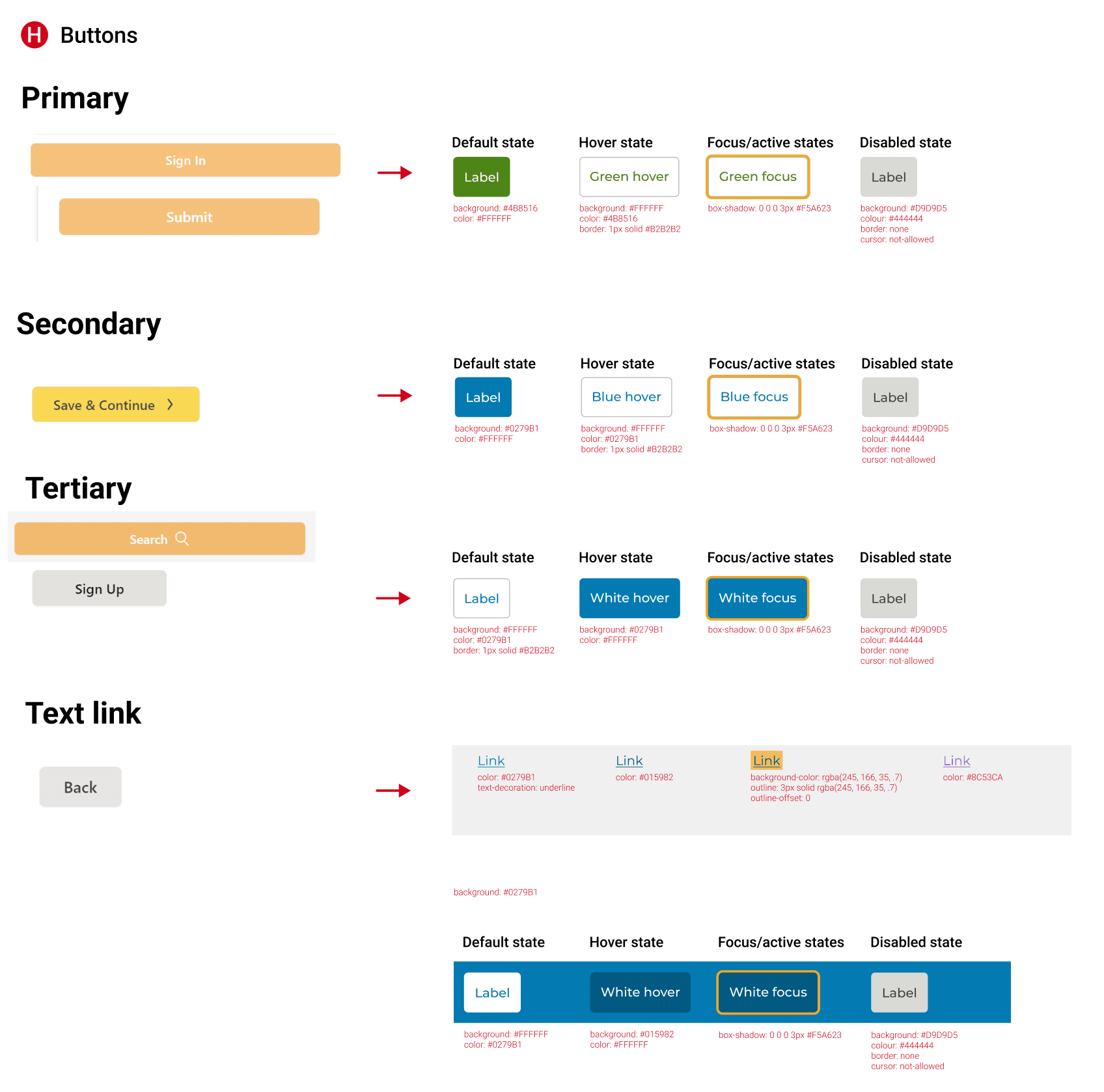 Buttons — improved hierarchy and states